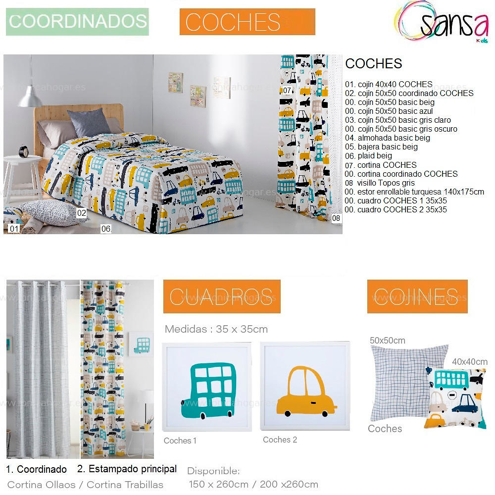 Articulos Coordinados Edredón Ajustable COCHES de SANSA KIDS de Confecciones Paula 
