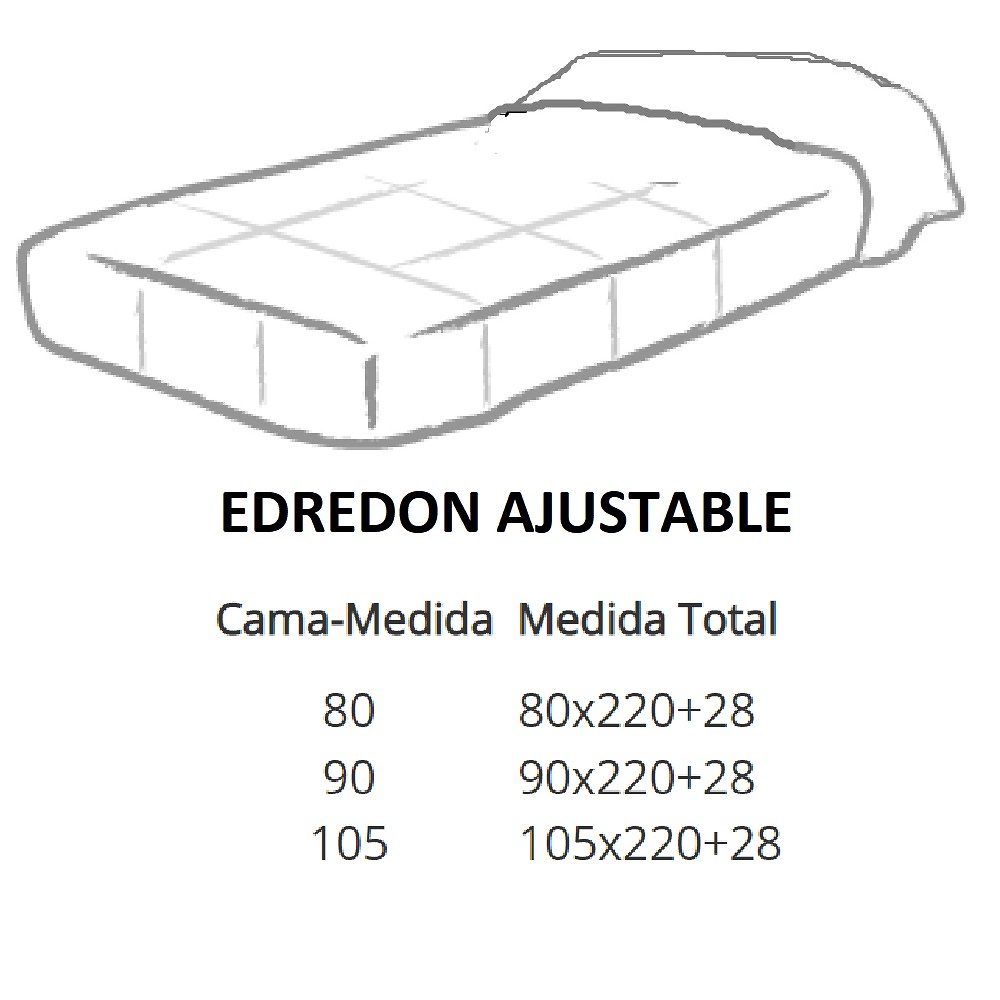 Medidas disponibles Edredón Ajustable Cielo de Edrexa 80, 90, 105 