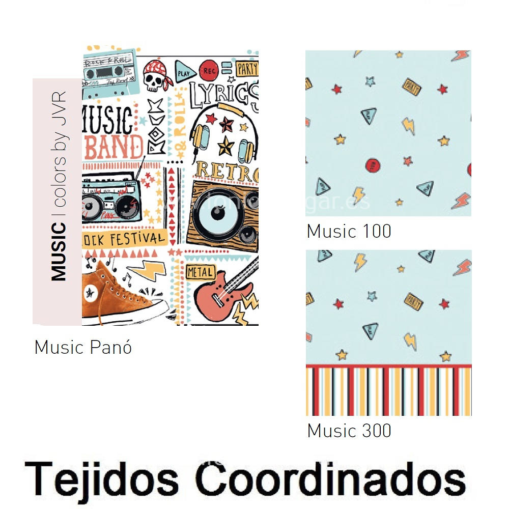Artículos coordinados Edredón Ajustable Music 12 de Tejidos Jvr 