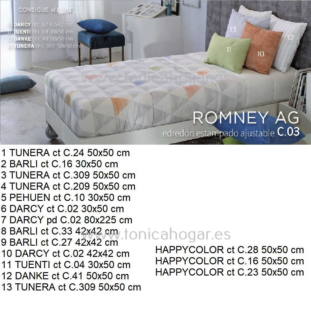 Artículos coordinados Edredón Ajustable Romney Multicolor de Reig Marti 