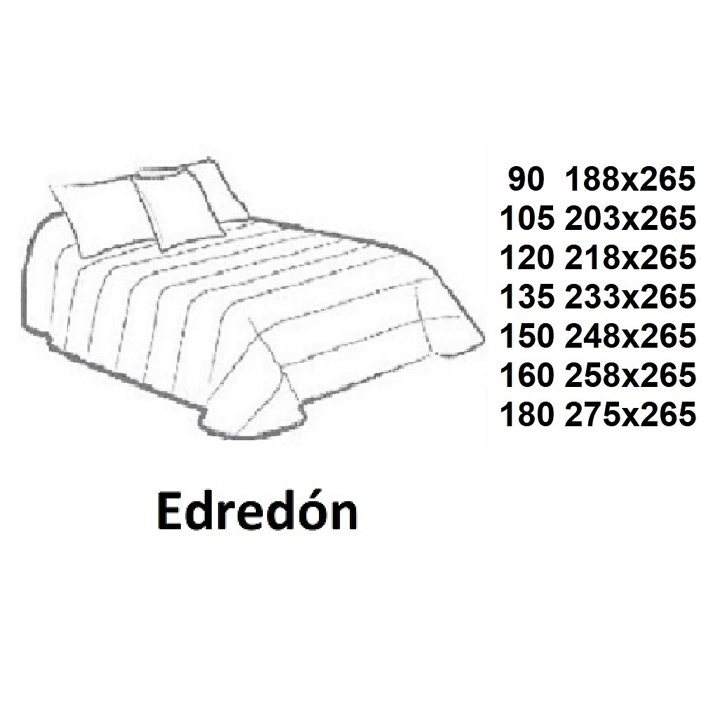 Medidas disponibles Edredón Ale Azul de Cañete 090, 105, 120, 135, 150, 160, 180 