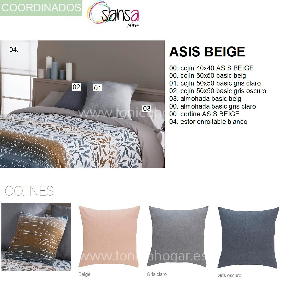 Articulos Coordinados Edredón Conforter ASIS 1 Beig de SANSA Print de Confecciones Paula 