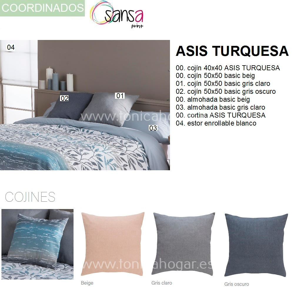 Articulos Coordinados Edredón Conforter ASIS 3 Turquesa de SANSA Print de Confecciones Paula 