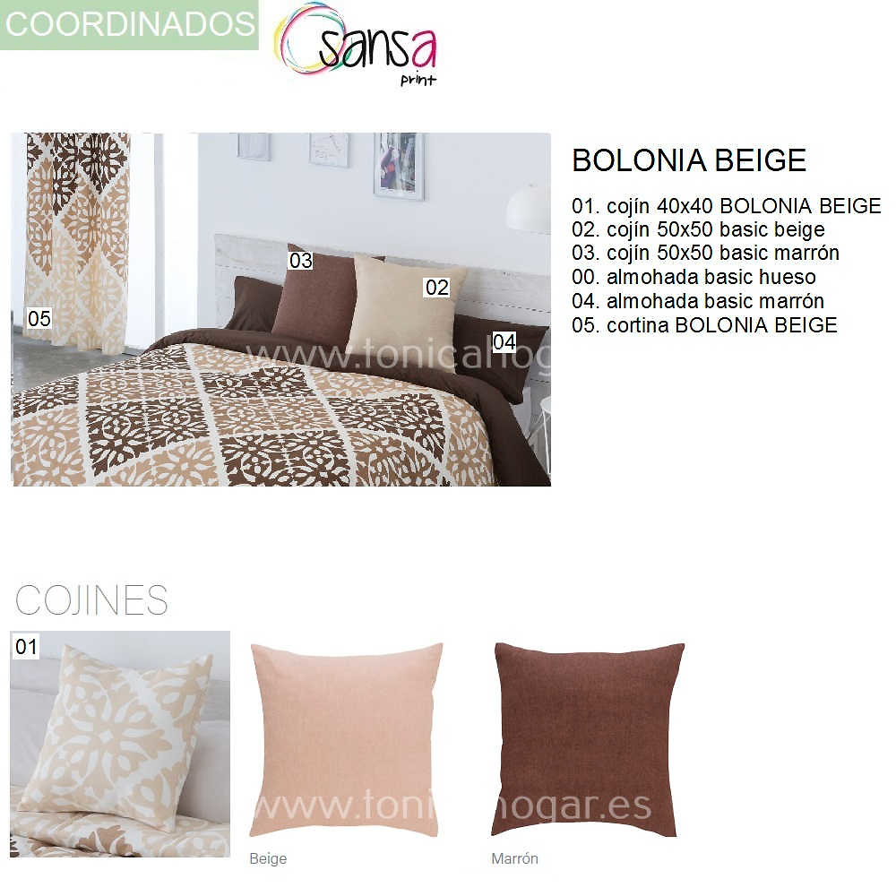 Articulos Coordinados Edredón Conforter BOLONIA 1 Beig de SANSA Print de Confecciones Paula 