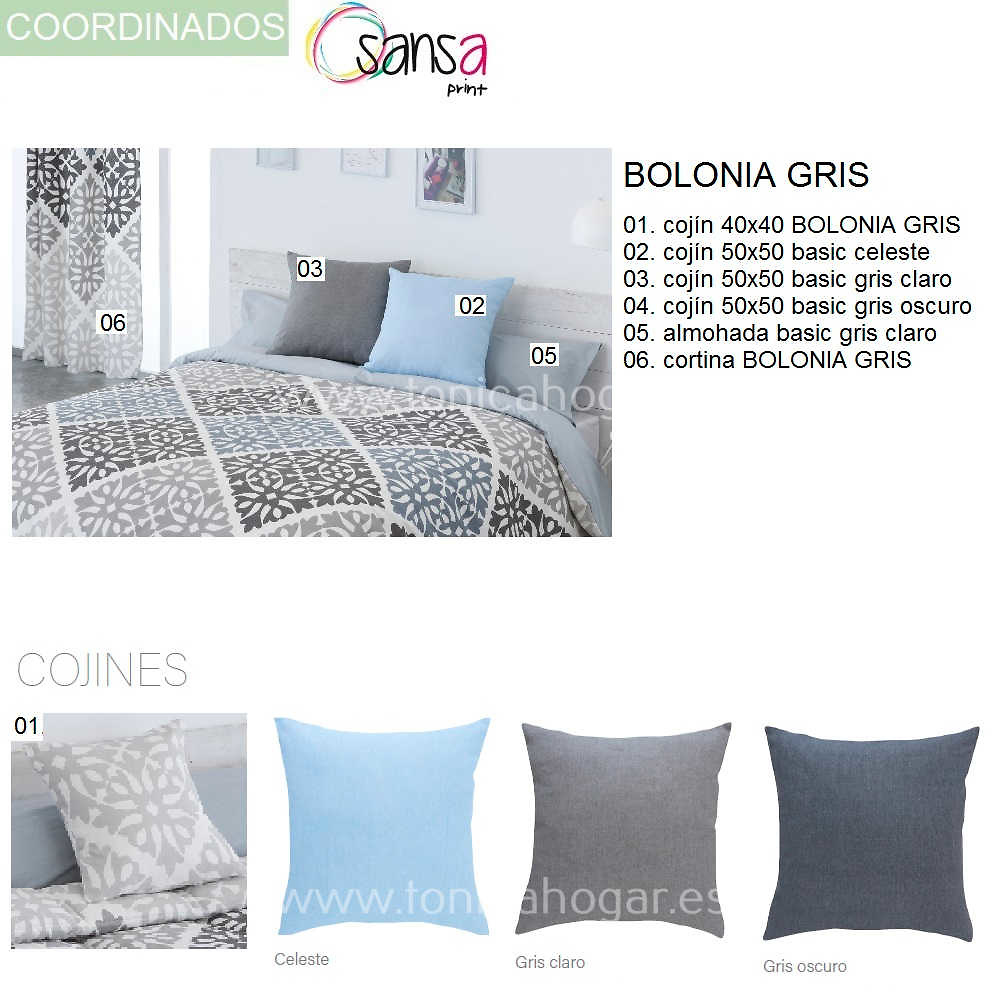 Articulos Coordinados Edredón Conforter BOLONIA 8 Gris de SANSA Print de Confecciones Paula 