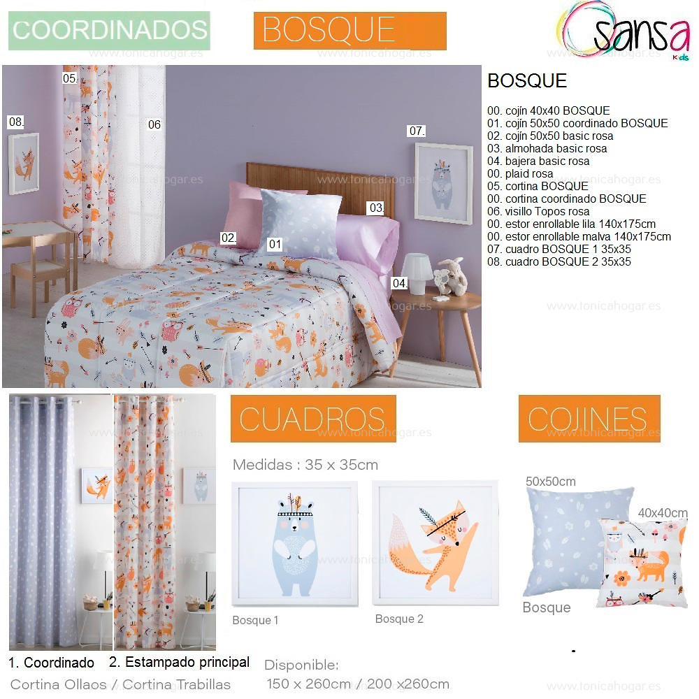 Articulos Coordinados Edredón Conforter BOSQUE de SANSA KIDS de Confecciones Paula 