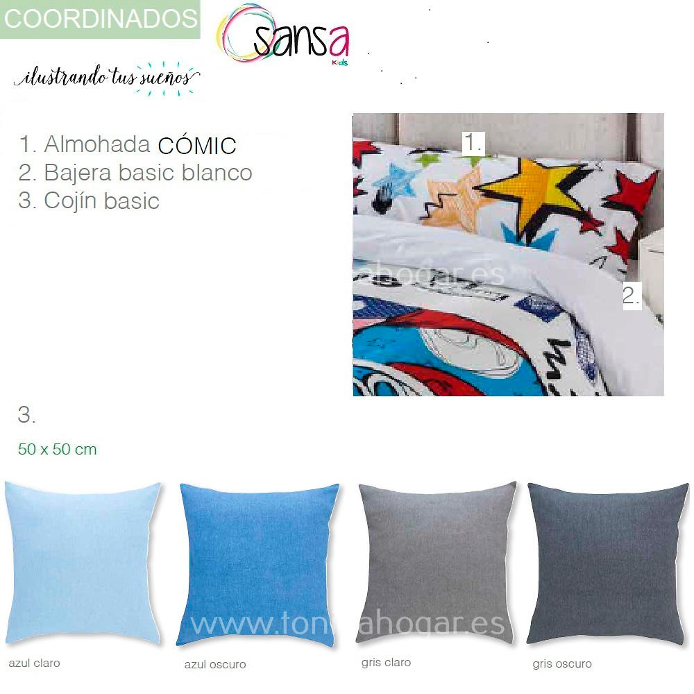 Articulos Coordinados Edredón Conforter COMIC-coordinado de SANSA Ilustrando Sueños de Confecciones Paula 