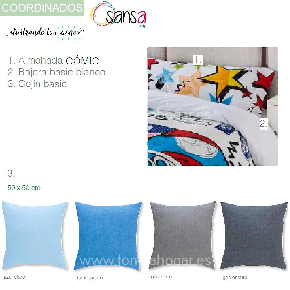 Articulos Coordinados Edredón Conforter COMIC de SANSA Ilustrando Sueños de Confecciones Paula 