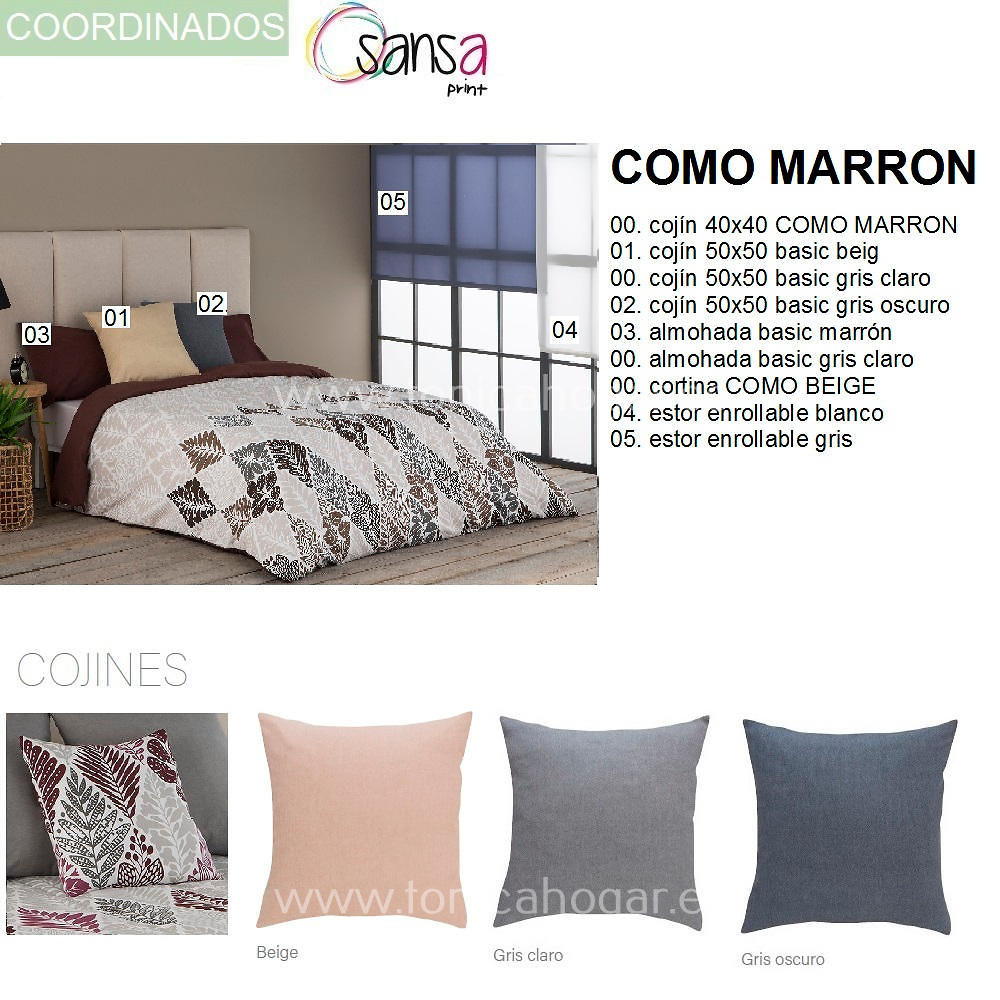 Articulos Coordinados Edredón Conforter COMO 1 Marron de SANSA Print de Confecciones Paula 