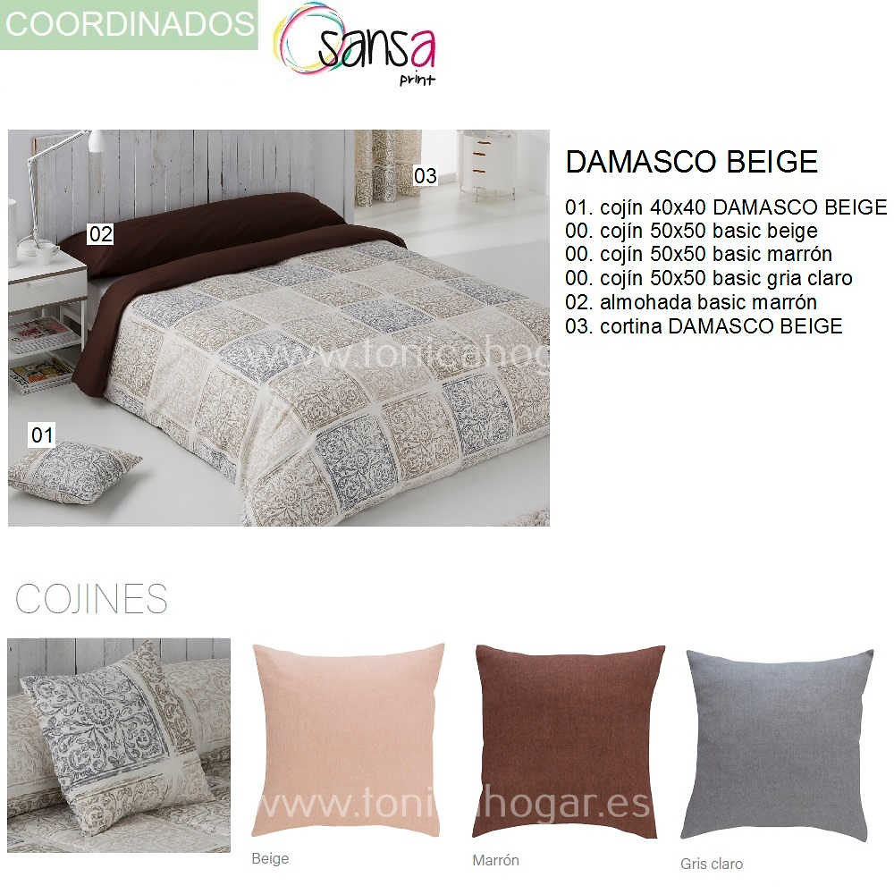 Articulos Coordinados Edredón Conforter DAMASCO 1 Beig de SANSA Print de Confecciones Paula 