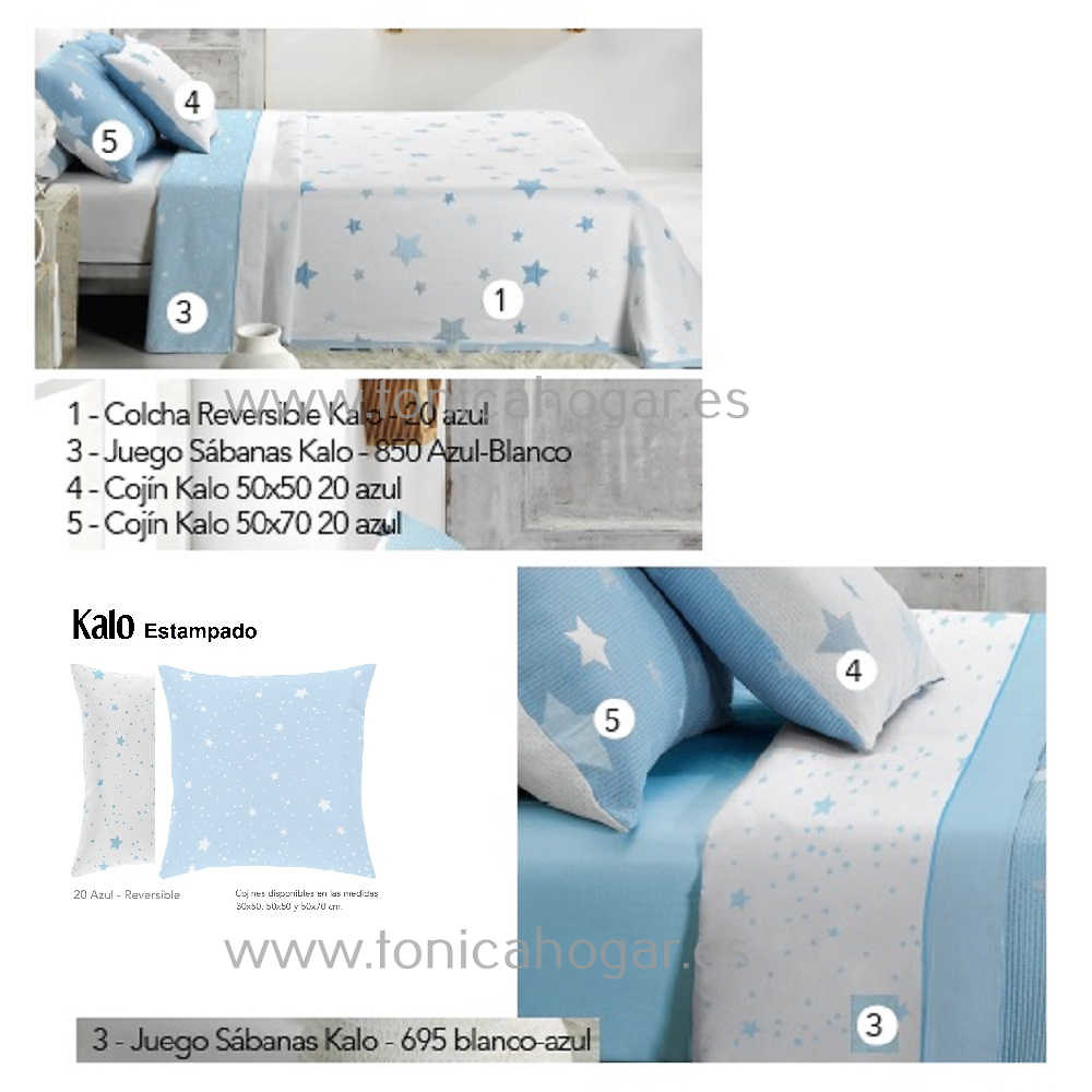 Artículos coordinados Edredón Conforter Kalo Azul-Blanco de Cañete 