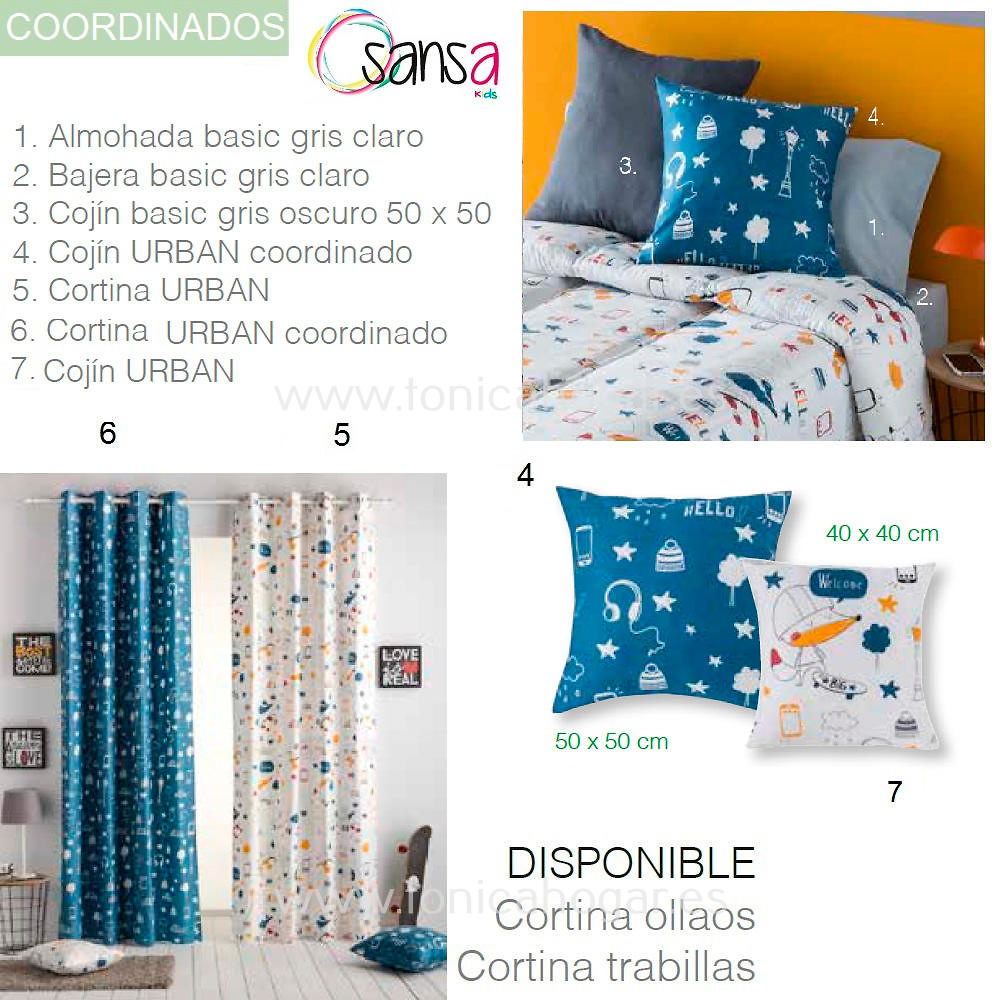 Articulos Coordinados Edredón Conforter URBAN de SANSA KIDS de Confecciones Paula 