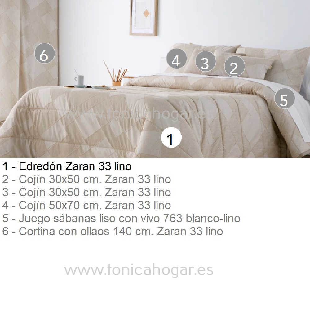 Artículos coordinados Edredón Conforter Zaran Lino de Cañete 