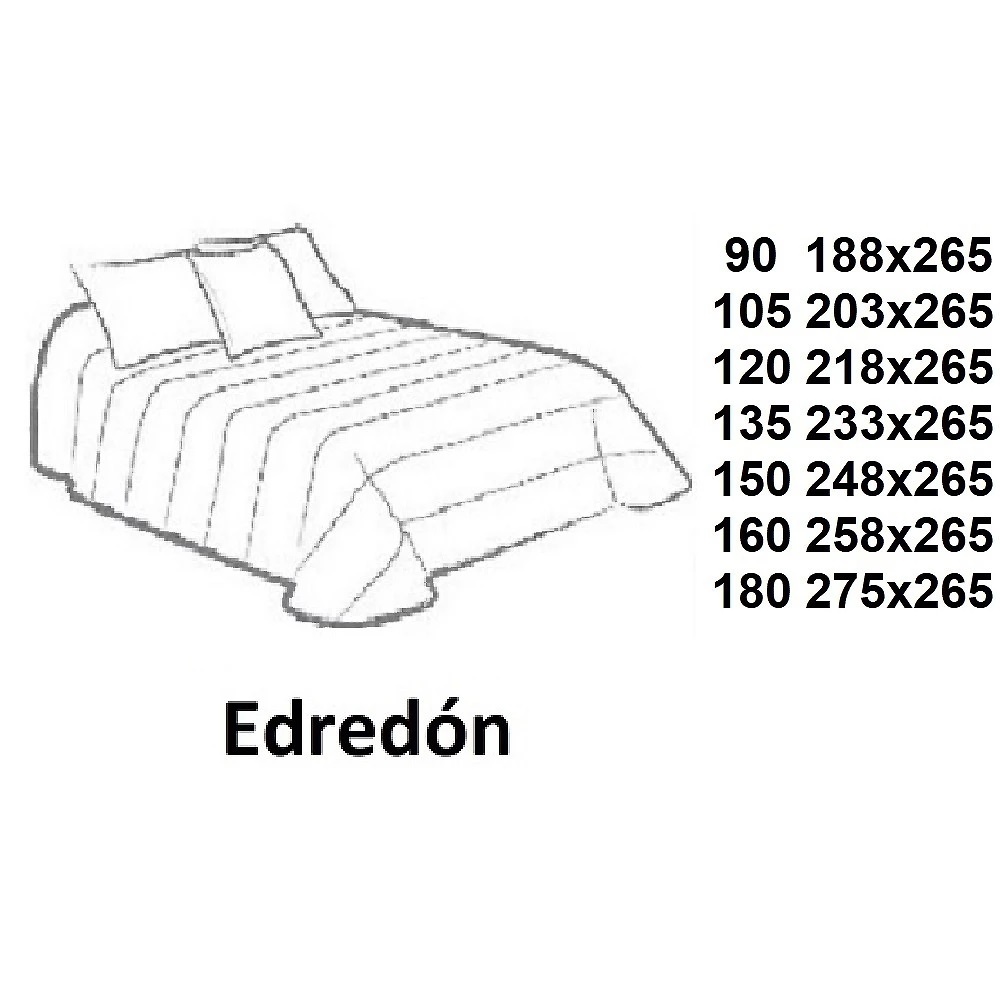 Medidas disponibles Edredón Ligur Gris de Cañete 080, 090, 105, 120, 135, 150, 180 