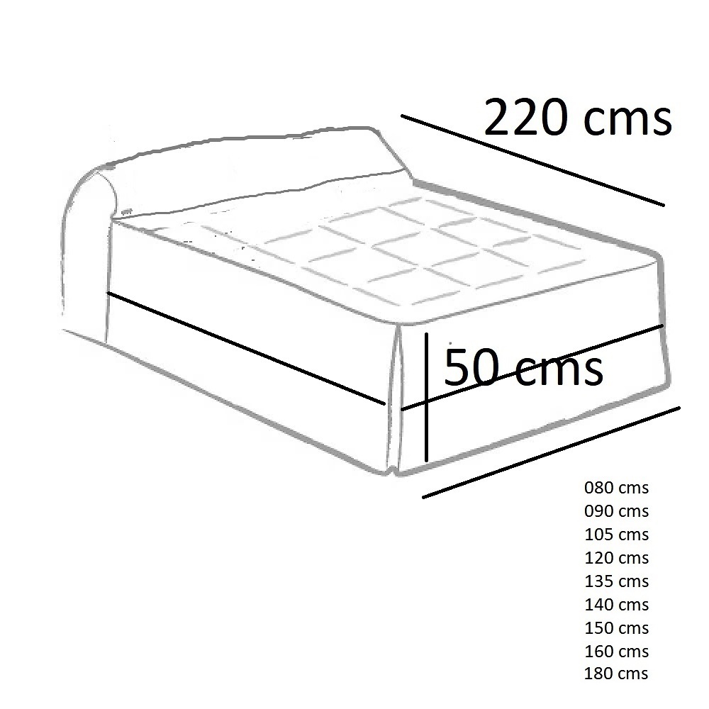 Medidas disponibles Edredón Semi Conforter Rania 7 de Tejidos Jvr 080, 090, 105, 135, 150, 160, 180 