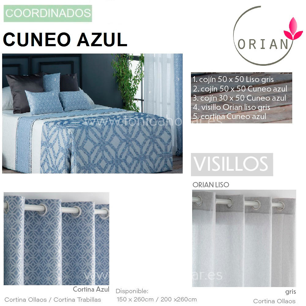 Articulos Coordinados Funda Cojín CUNEO 3 Azul de ORIAN de Confecciones Paula 