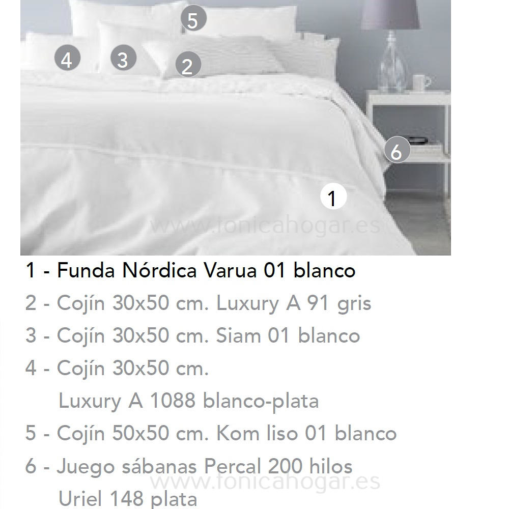 Artículos coordinados Funda Cojin Luxury A Blanco-Plata de Cañete 