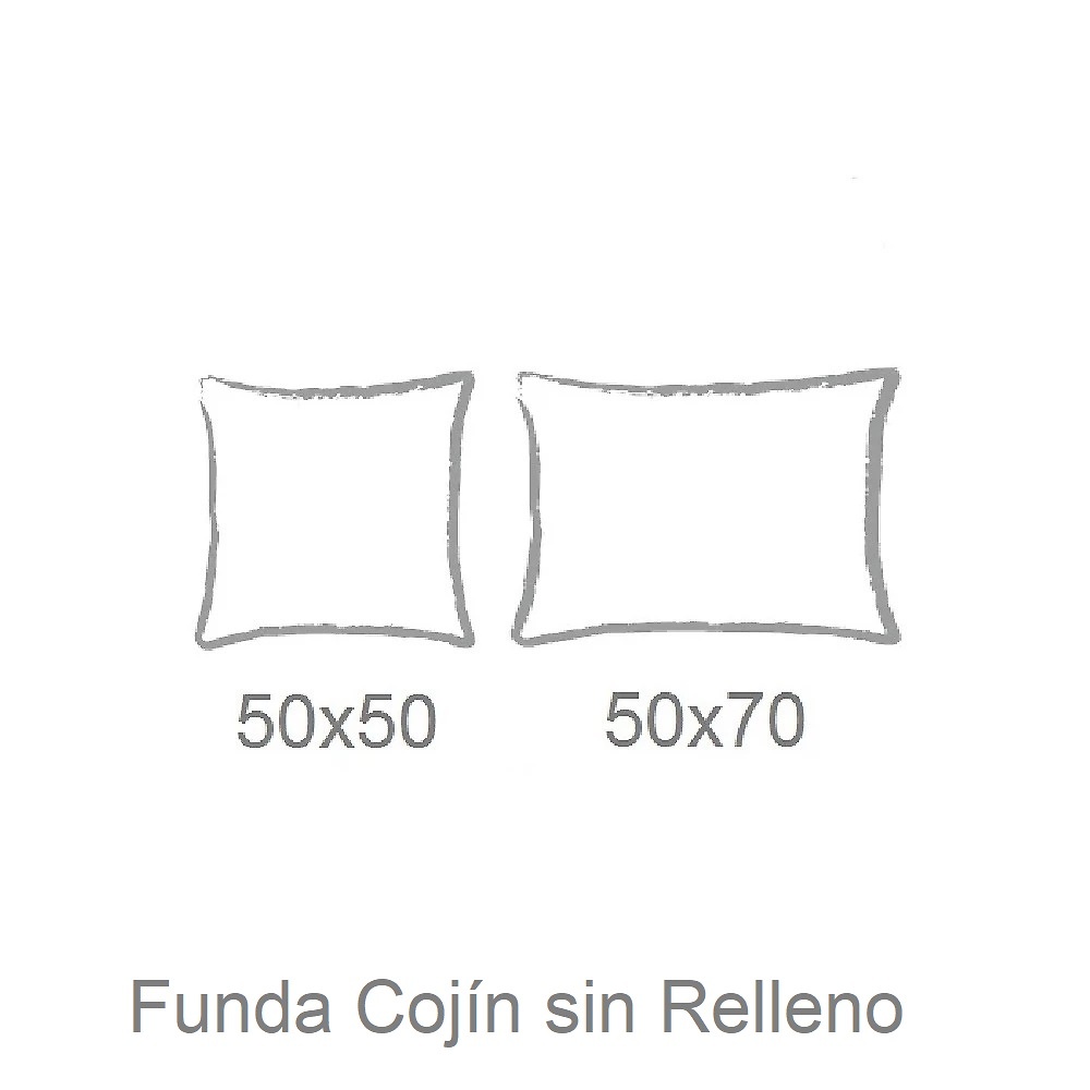 Medidas disponibles Funda Cojin Sansa Azul de Cañete 50x50, 50x70 