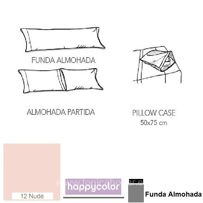 Detalle Funda Almohada Funda Nórdica Atina Multicolor de Reig Marti con Funda Almohada Happycolor/FA C.12 Nude de Reig Marti 