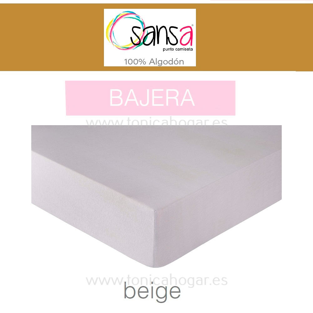 Detalle Sábana Bajera Funda Nórdica Orpi Beig de Sansa con Sábana Bajera Punto Camiseta/BA C.03 Beig de Sansa 