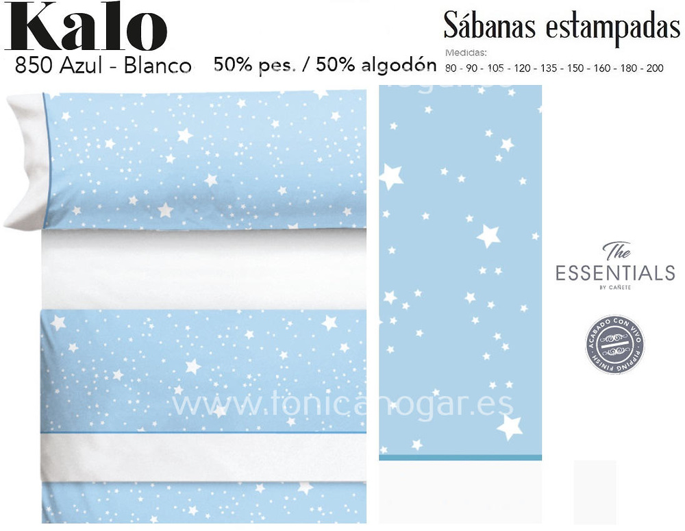 Comprar Juego Sábanas KALO Azul-Blanco de Cañete online 
