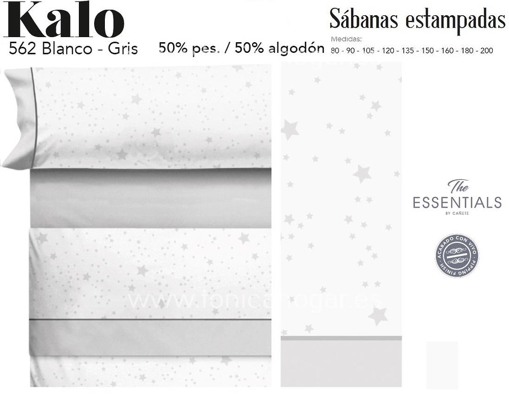 Comprar Juego Sábanas KALO Blanco-Gris de Cañete online 