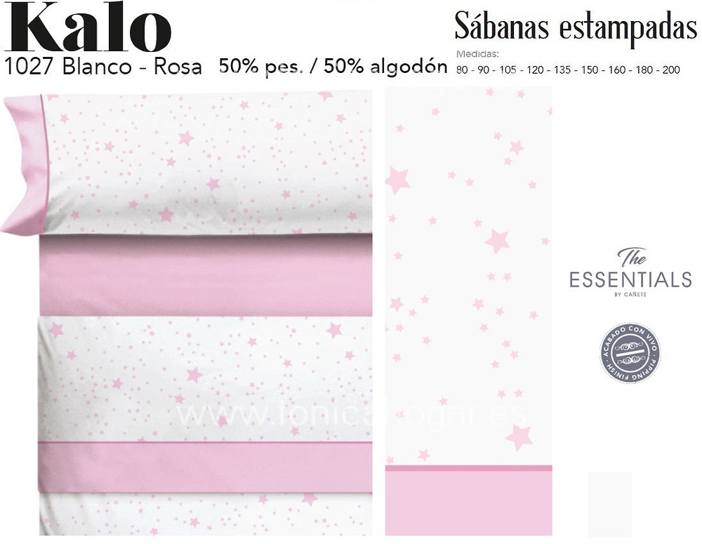 Comprar Juego Sábanas KALO Blanco-Rosa de Cañete online 