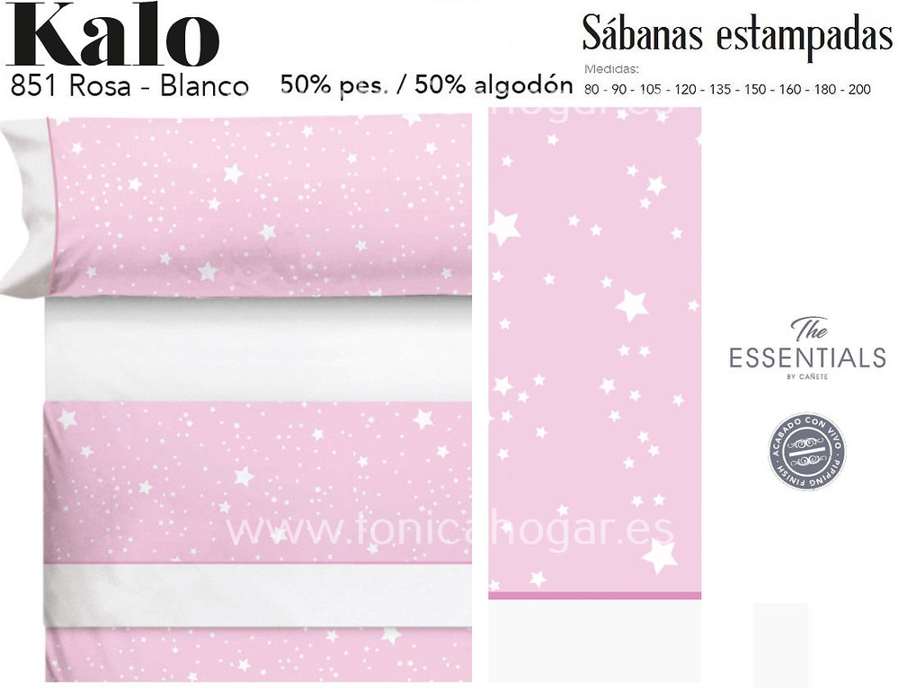 Comprar Juego Sábanas KALO Rosa-Blanco de Cañete online 