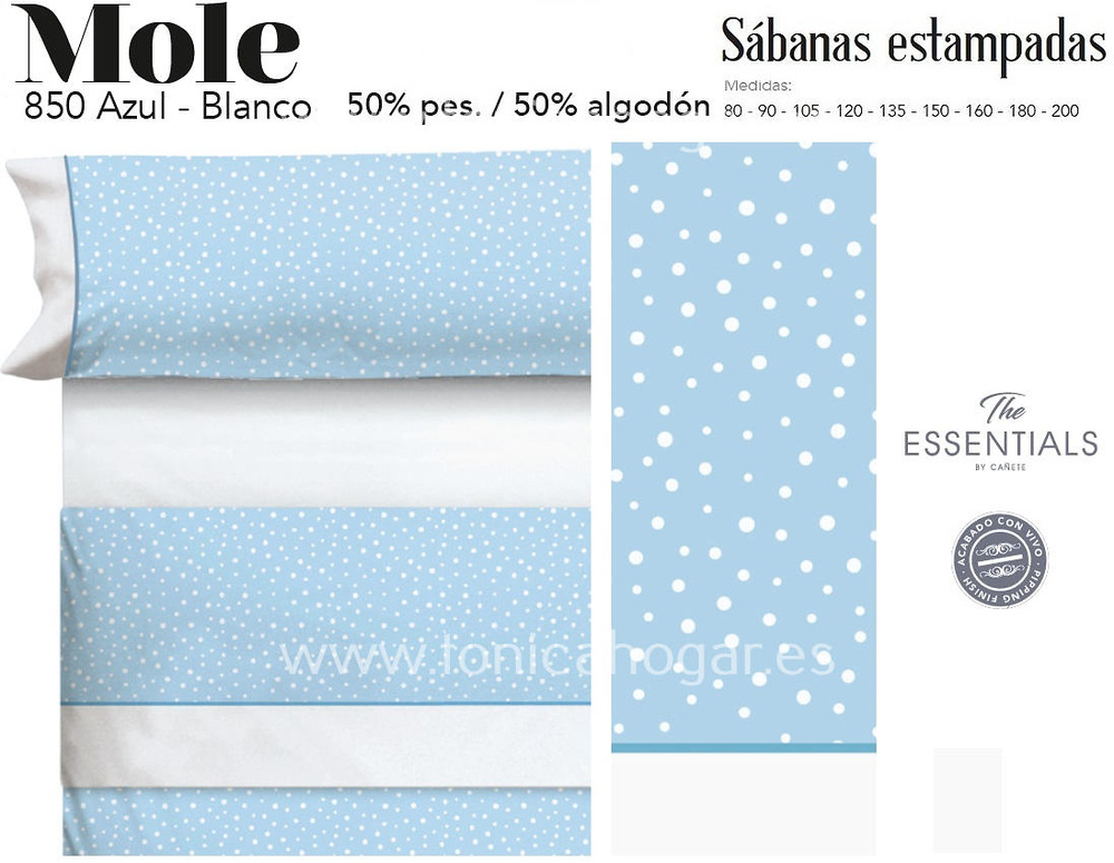 Comprar Juego Sábanas MOLE Azul-Blanco de Cañete online 