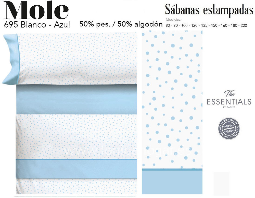 Comprar Juego Sábanas MOLE Blanco-Azul de Cañete online 