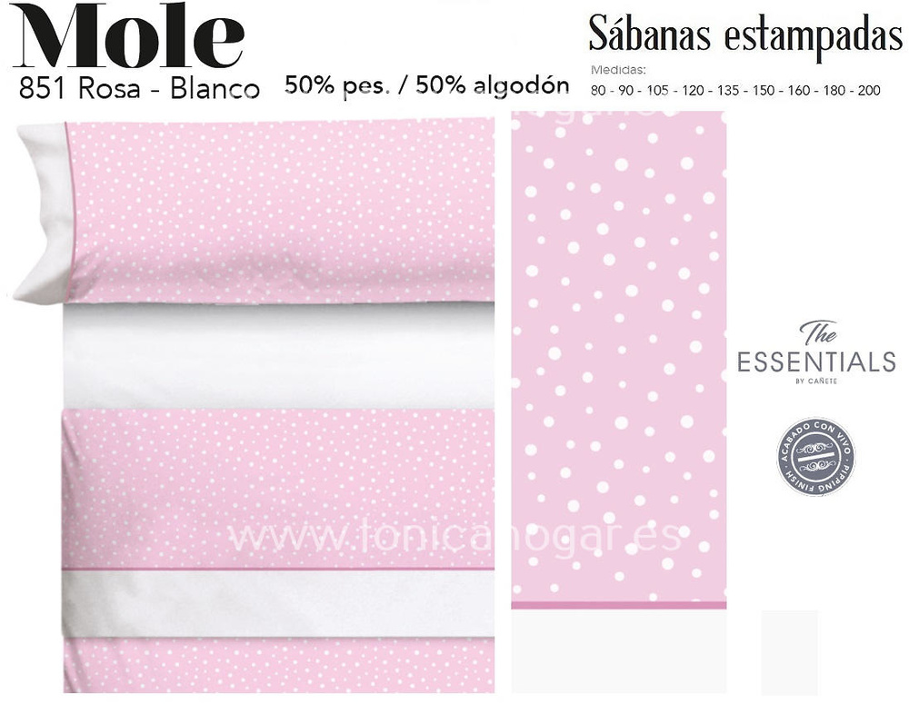 Comprar Juego Sábanas MOLE Rosa-Blanco de Cañete online 
