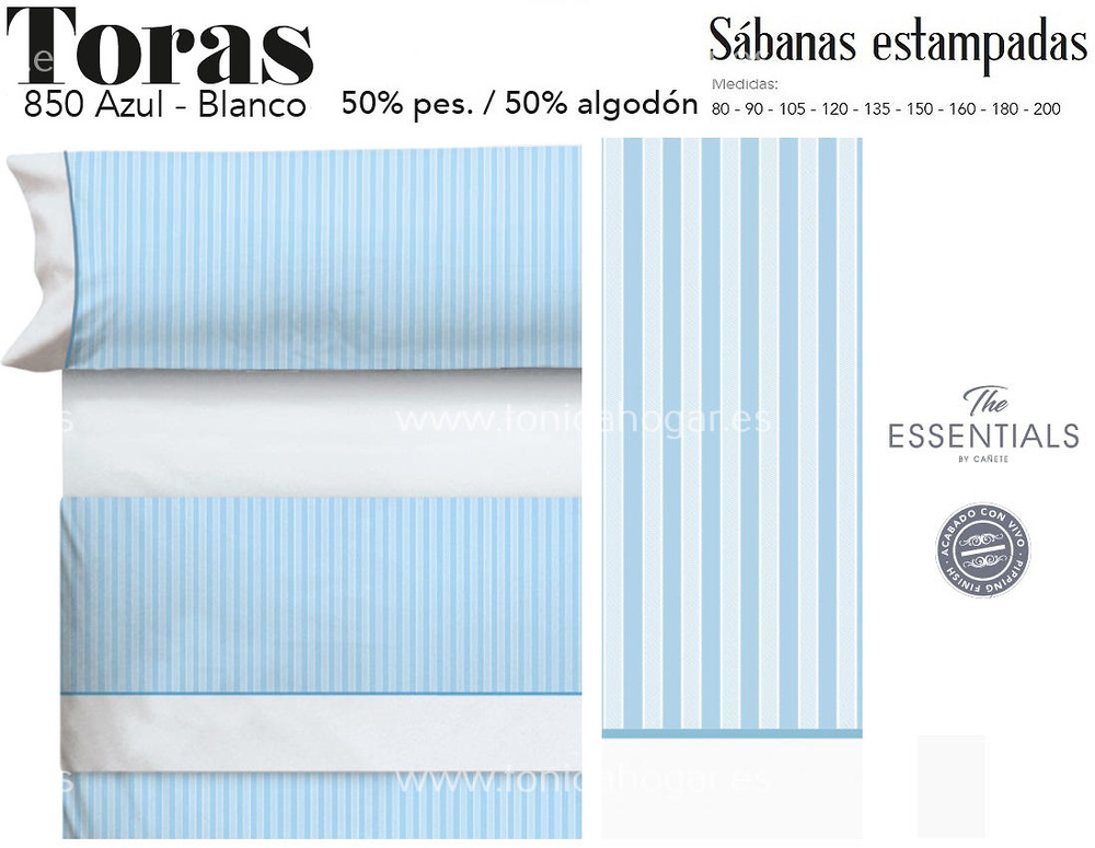 Comprar Juego Sábanas TORAS Azul-Blanco de Cañete online 