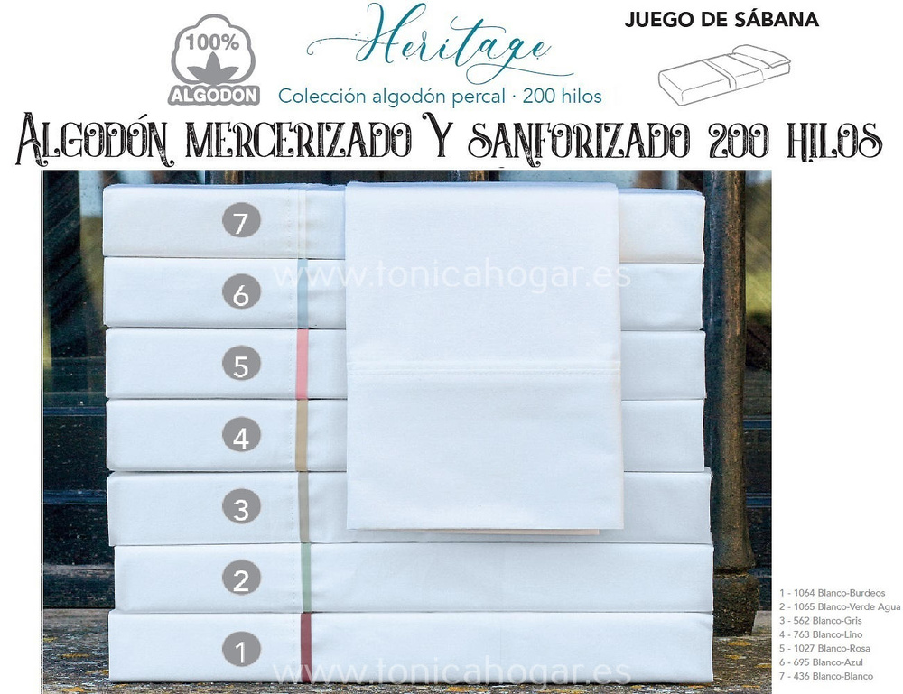 Comprar Juego Sabanas HERITAGE BLANCO LISO CON VIVO de Cañete online 
