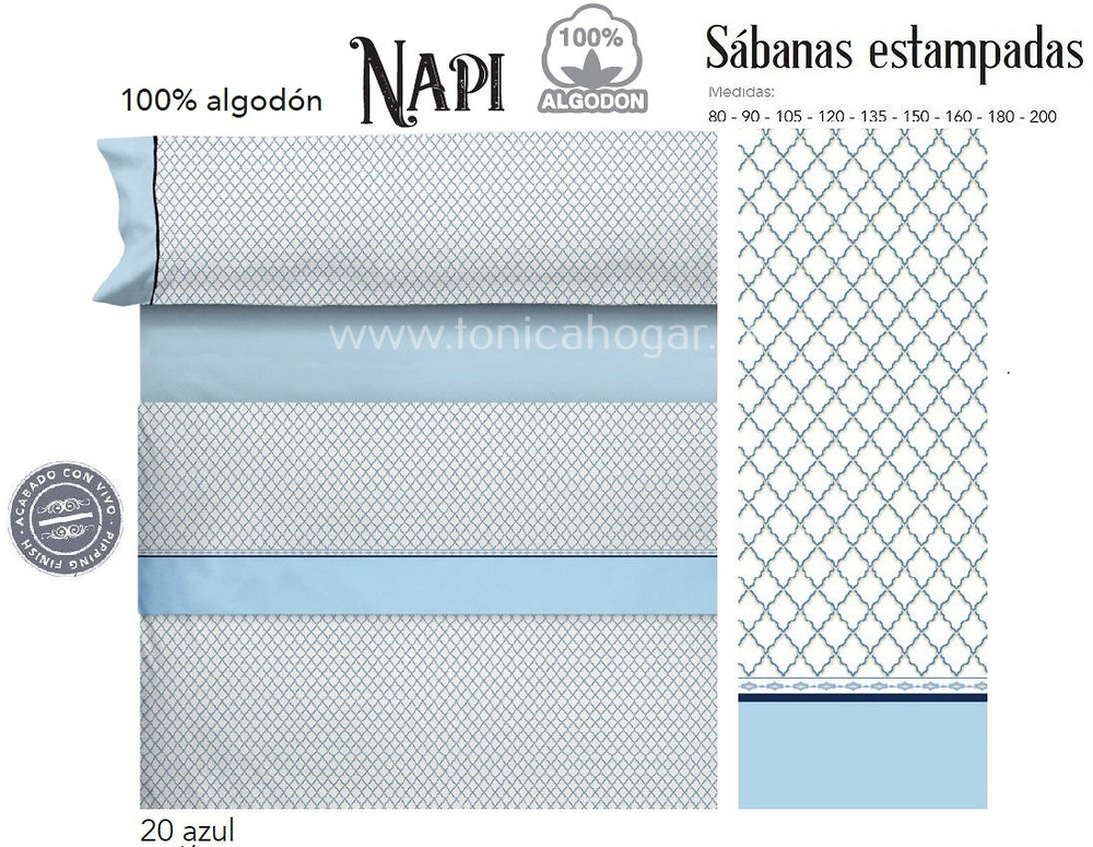 Comprar Juego Sabanas NAPI Azul de Cañete online 