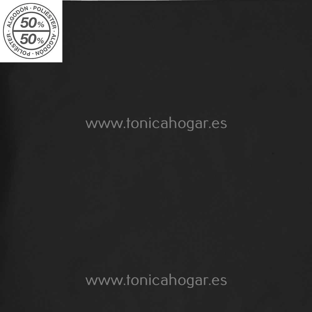Detalle Funda Almohada Juego de Sábanas Liso Bies Negro de Es Telia con Metraje Combi/MT C.113 Negro de Estela 