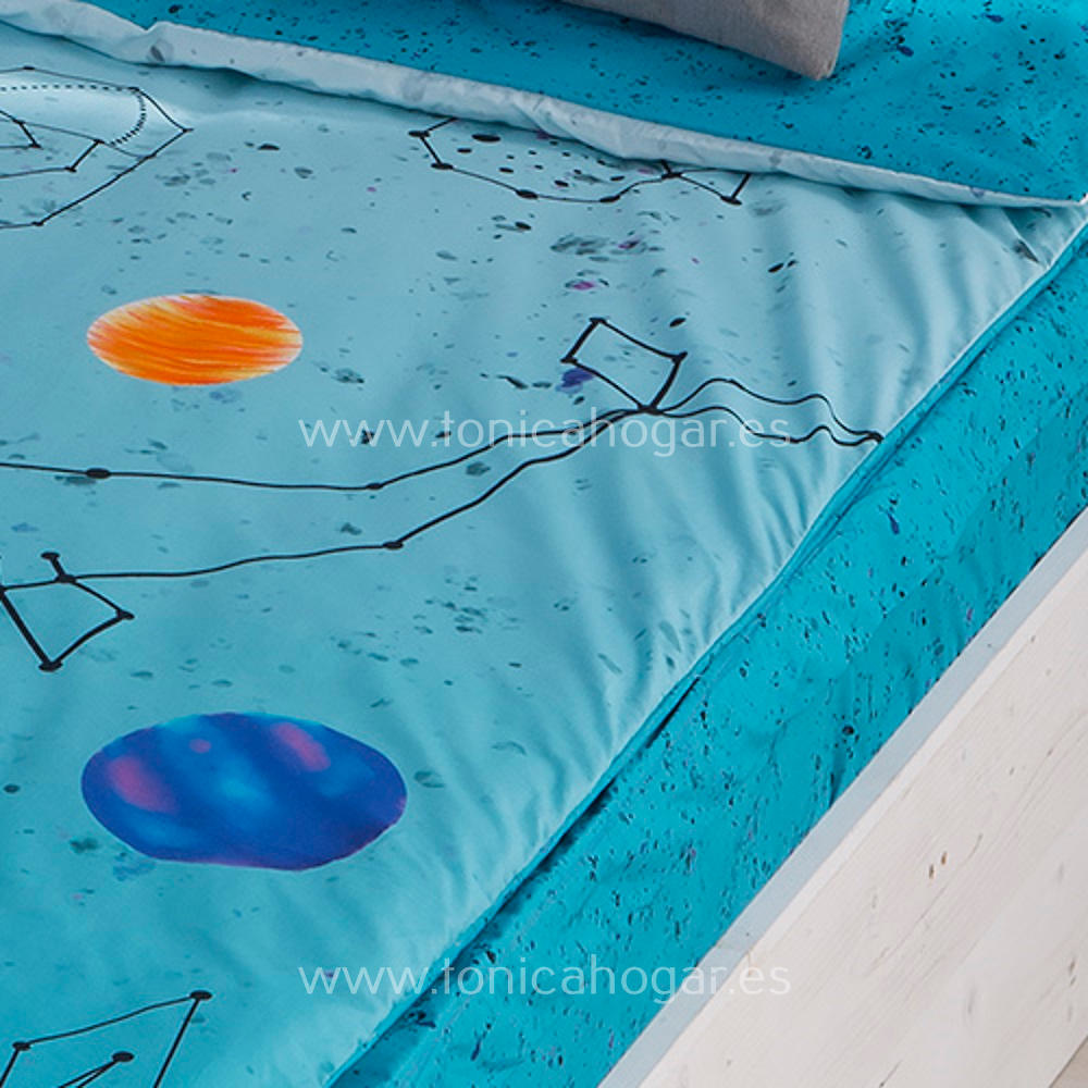 Detalle Saco Nordico CONSTELACIONES Azul de SANSA Ilustrando Sueños de Confecciones Paula 