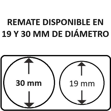 Medidas disponibles Terminal Metalico Varadero Bola Negro de Altran Diámetro 19 mm., Diámetro 30 mm. 
