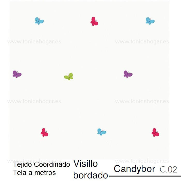 Detalle Tejido Visillo Candybor Mt Multicolor de Reig Marti con Metraje Candybor/MT C.02 Multicolor de Reig Marti 