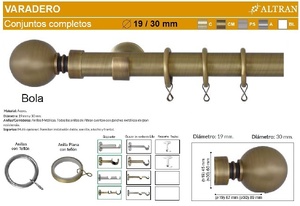 BARRA CORTINA VARADERO BOLA CUERO MATE de ALTRAN