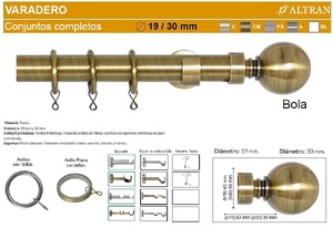 BARRA CORTINA VARADERO BOLA CUERO de ALTRAN