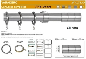 BARRA CORTINA VARADERO CILINDRO ACERO de ALTRAN