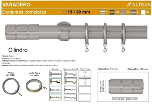 BARRA CORTINA VARADERO CILINDRO PLATA MATE de ALTRAN