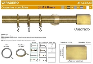 BARRA CORTINA VARADERO CUADRADO CUERO de ALTRAN