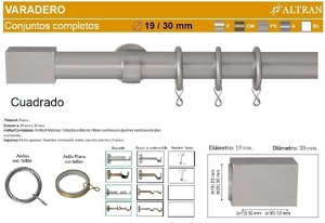 BARRA CORTINA VARADERO CUADRADO PLATA MATE de ALTRAN