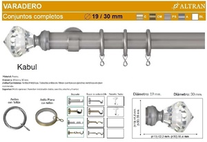 BARRA CORTINA VARADERO KABUL PLATA MATE de ALTRAN