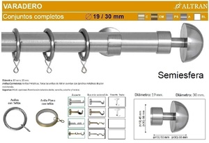 BARRA CORTINA VARADERO SEMIESFERA ACERO de ALTRAN