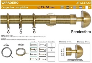 BARRA CORTINA VARADERO SEMIESFERA CUERO de ALTRAN