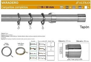BARRA CORTINA VARADERO TAPON ACERO de ALTRAN