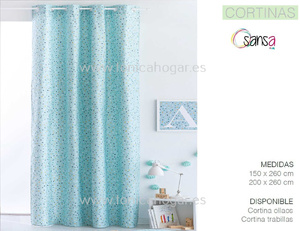 Cortina Confeccionada Confeti Turquesa de Sansa