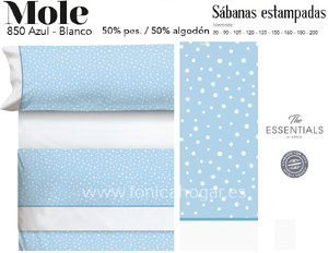 Juego Sábanas Mole Azul-Blanco de Cañete